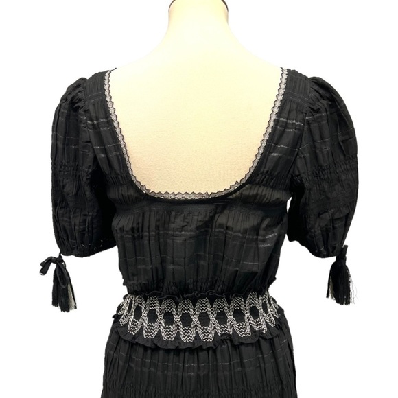 Jonathan Simkhai Black Smocked Tiered Silk Cotton Bohemian Maxi Dress NWT - Picture 11 of 16